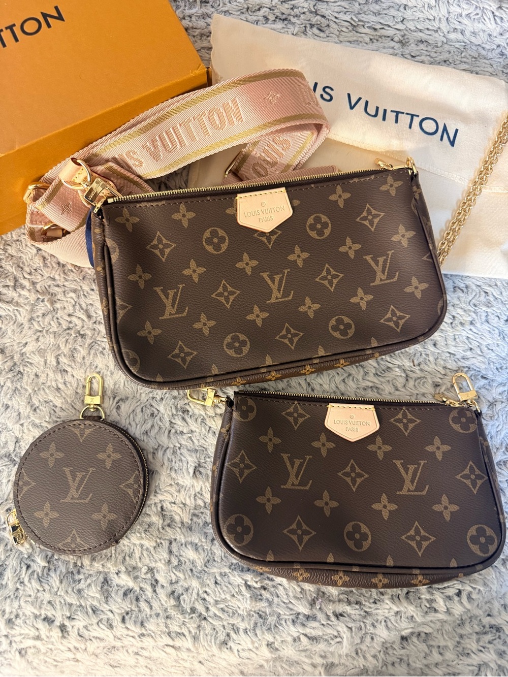 Monogram Multi Pochette with Pink Web Strap - Picture 5 of 10